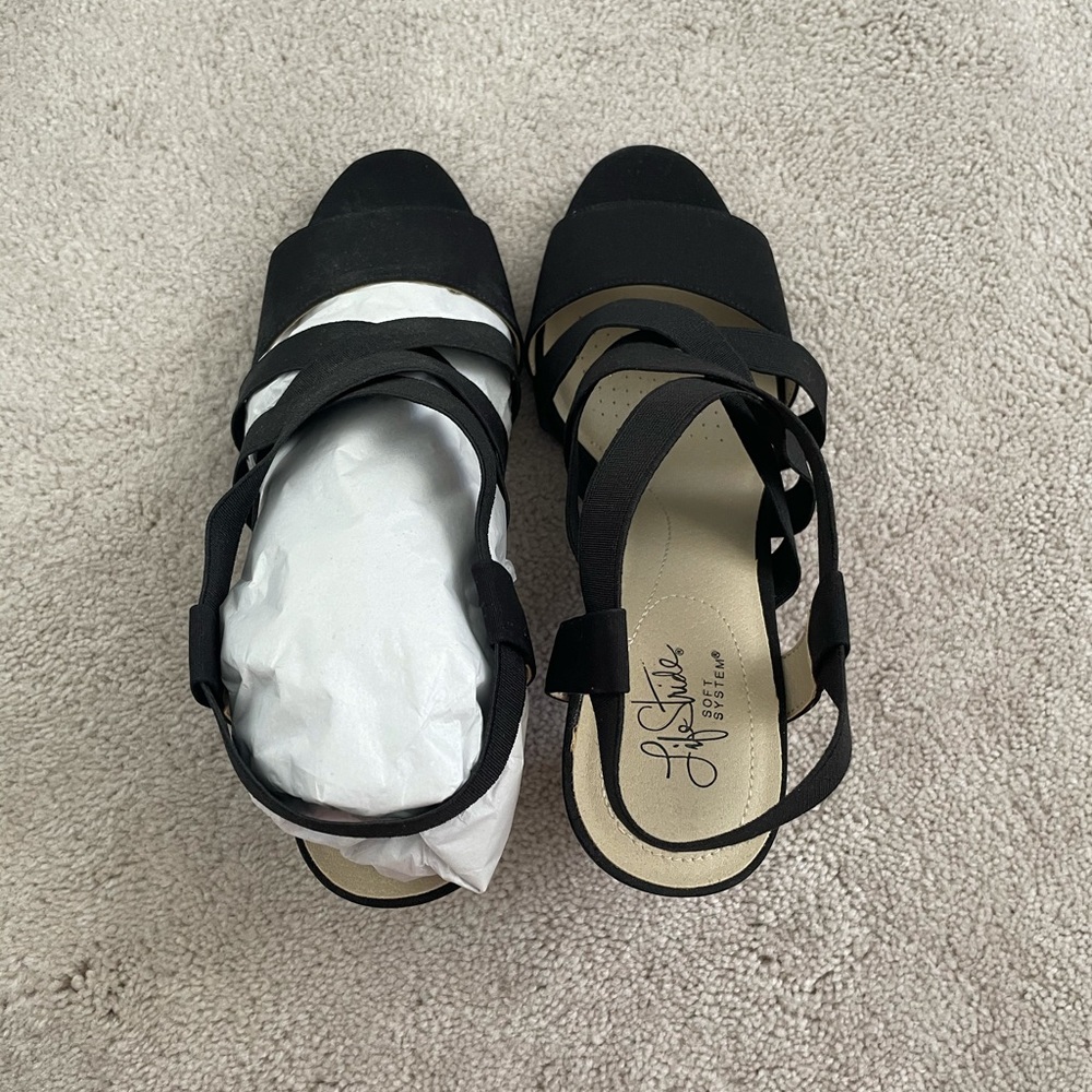 3 1/2 inch NEW Black Strappy Sandal